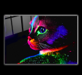Led Aydınlatmalı Kedi Cam Tablo, Işıklı Cam Tablo
